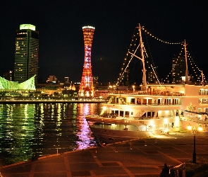 Japonia, Noc, Jacht, Kobe