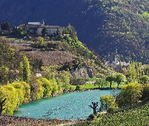 Park, Zabudowania, Pola, Góry, Jeziorko