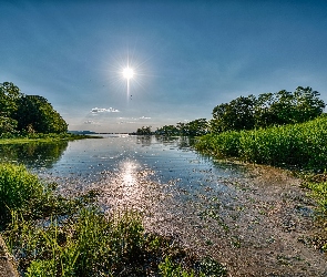 Rzeka, Słońca, Promienie, Lato