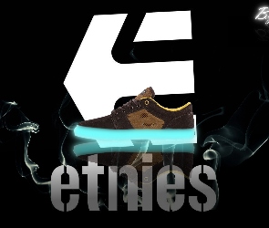 Etnies, Logo, Tło, Dym, Czarne, Buty