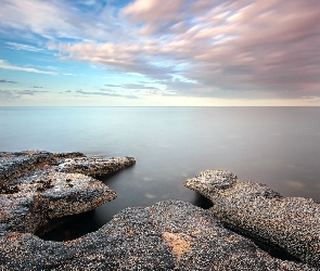 Chmury, Skały, Morze