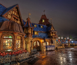 Kalifornia, Disneyland, Dom, Noc
