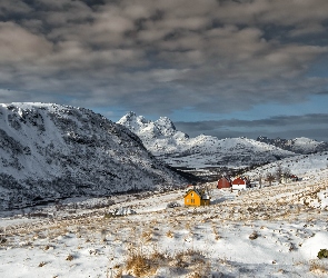 Góry, Zima, Norwegia, Domy