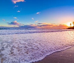 Plaża, Obłoki, Słońca, Promienie, Morze