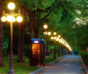 Alejka, Lampy, Telefoniczna, Budka, Park