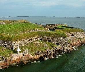 Morska, Latarnia, Wybrzeże, Roslinność, Suomenlinna, Morze, Fortyfikacje