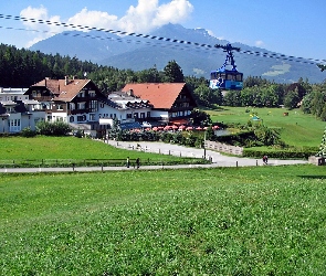 Góry, Wioska, Tyrol, Łąka, Kolejka, Las, Górska, Igls