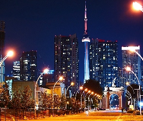 Latarnie, Ulica, Toronto, Nocą