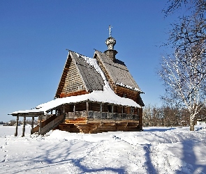 Mikołaja, Świętego, Śnieg, Zima, Drzewa, Cerkiew