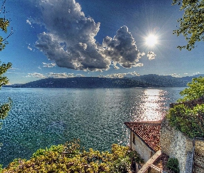 Jezioro Varese, Góry, Promienie Słońca, Włochy