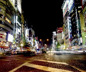 Reklamy, Nocą Budynki, Tokio, Ulica