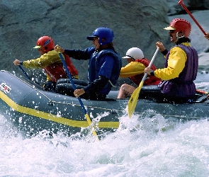 spływ, ponton, wiosła , rzeka, Rafting