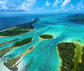 Bora-Bora, Polinezja Francuska, Atol, Ocean, Spokojny, Koralowy, Wyspy