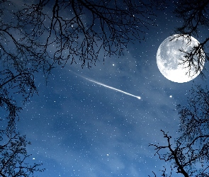 Księżyc, Kometa, Noc