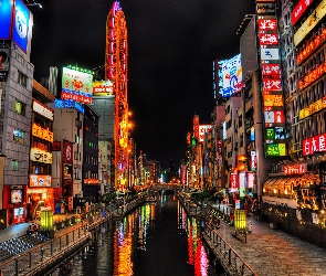 Noc, Miasto, Japonia, Osaka