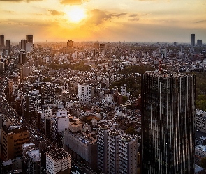 Zachód Słońca, Miasto, Japonia, Tokio