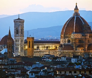 Katedra, Włochy, Miasta, Florencja, Panorama