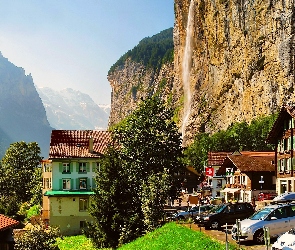 Góry, Szwajcaria, Lauterbrunnen, Domy