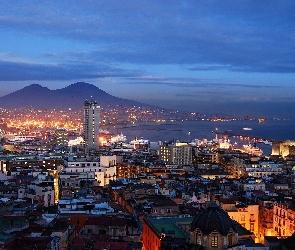 Włochy, Noc, Miasto, Neapol