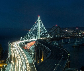 Oświetlenie, Noc, San Francisco, Most