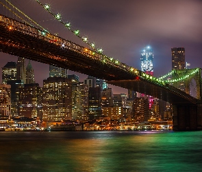 Brooklyn, Miasta, Nocna, Panorama, Bridge
