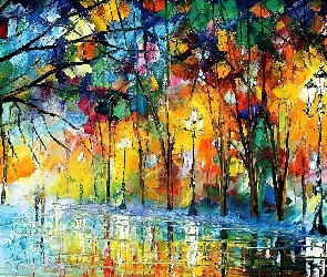 Leonid, Po Deszczu, Park, Spacer, Afremov