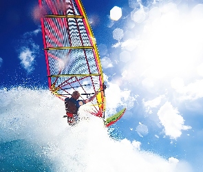 Windsurfing, Niebo, Fala