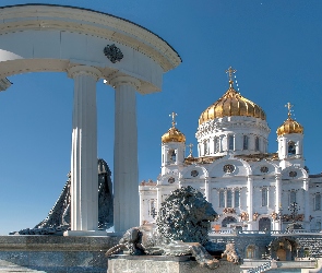 Zbawiciela, Chrystusa, Złote, Moskwa, Kopuły, Cerkiew
