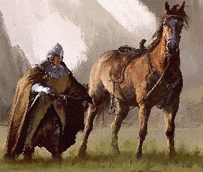Malarstwo, Koń, Rycerz, Obraz