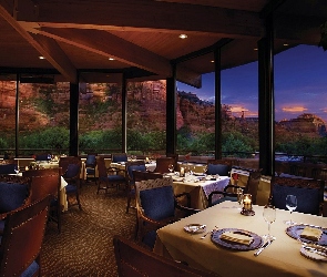 USA, Arizona, Skały, Restauracja, Zachód Słońca, Sedona