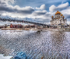 Moskwa, Rzeka, Zbawiciela, Cerkiew, Chrystusa, Most