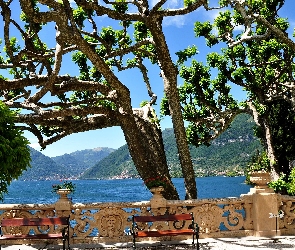 Jezioro Como, Włochy, Widokowy, Taras, Góry