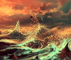 Cyril Rolando, Surfer, Fale, Morze