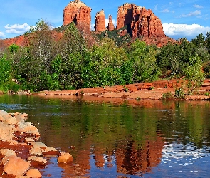 Skały, Kolorado, Wielki, Drzewa, Rzeka, Arizona, Kanion