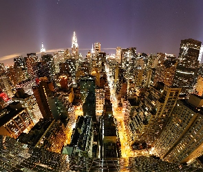 Światła, Noc, Nowy Jork, Manhattan