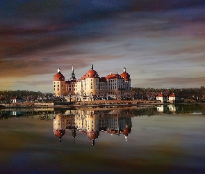 Jezioro, Moritzburg, Niemcy, Pałac