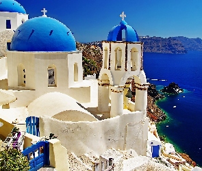 Grecja, Cerkiew, Santorini, Morze