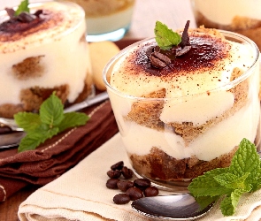 Tiramisu, Mięta, Kawa, Czekolada, Deser