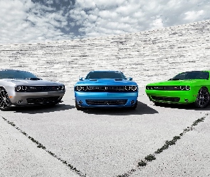 Dodge, Challenger, Srebny, Zielony, Niebieski, 2015