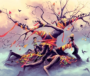 Drzewo, Szaliki, Cyril Rolando, Dzieci