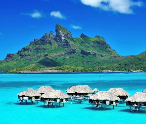 Góry, Mauritius, Roślinność, Domki, Hotelowe, Na Wodzie, Morze