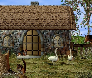Dom, 3D, Zwierzęta
