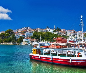 Port, Grecja, Wyspa, Skiathos, Łodzie