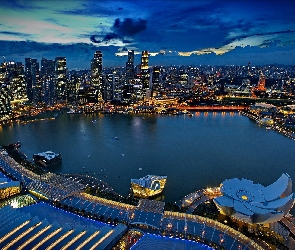 Nocą, Panorama, Singapur