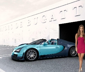 Kobieta, Sportowy, Bugatti Veyron, Modelka