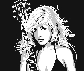 Gitara, Grafika, Kobieta