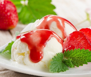 Truskawki, Mięta, Lody