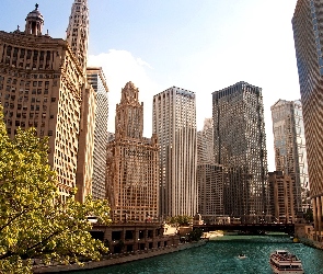 Wieżowce, USA, Chicago, Rzeka