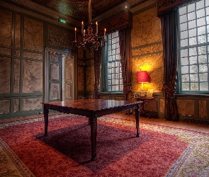 Dywan, Stół, Pokój, Boazeria, Lampa, Wnętrze, Okno
