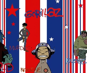 ludziki, kask , Gorillaz, gwiazdki